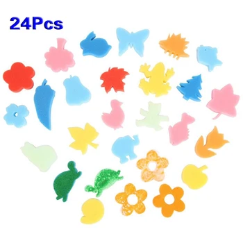 24pcs Krāsains Dažādas Formas Bērniem, Bērnu Crafting Krāsošana Sponge DIY Zīmogs