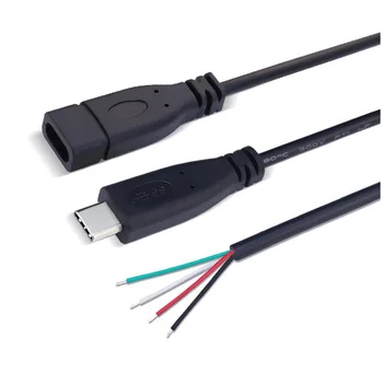 25cm USB 2.0 Type-C Barošanas Pagarinājuma Vadu Kabeli Lādētāja Savienotājs Vīrietis Sieviete Plug 2-pin uz 4-pin Datu līnijas