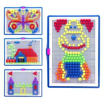 296/592Pcs DIY Sēņu Nagu rokām Darinātas Rotaļlietas 3D Mozaīka Jigsaw Puzzle Spēle Bērniem Izglītības Intelektuālā Attēla Rotaļlietas Bērniem Dāvanu