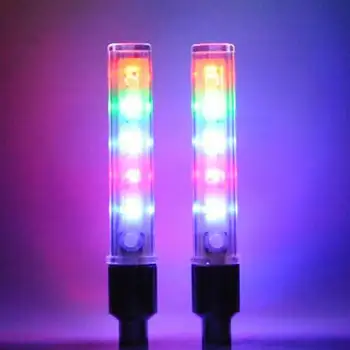 2gab 5 Led Krāsu LED Bike Light Bez Akumulatora Kalnu Ceļu, Velosipēdu Velosipēdu Gaismas LED Riepas Vārstu Vākiem Riteņa Spieķi, LED Gaismas
