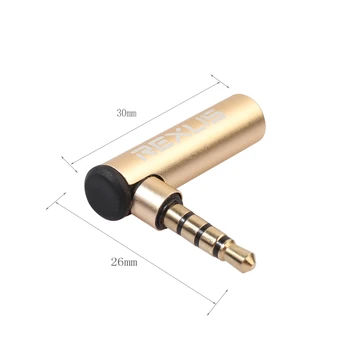 2gab apzeltīts 3.5 mm Sieviešu un Vīriešu 90 Grādu labējās Adapteri Audio / Mikrofona Ligzda Stereo Plug Connector Augstas Kvalitātes