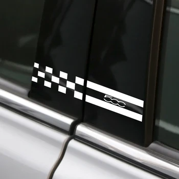 2GAB Auto stiklu Kolonnu Dekoratīvās Uzlīmes Auto B Pīlāriem Segtu Atstarojošs Decal Par Fiat 500 Automašīnu Uzlīmes Un Uzlīmes Aksesuāri