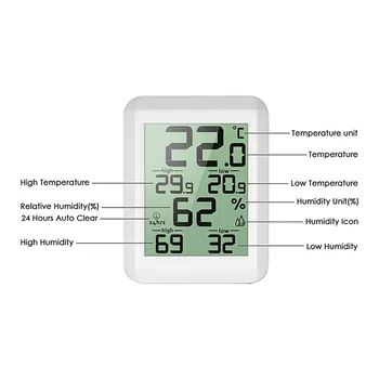 2GAB LCD Digitālais Temperatūras un Mitruma Mērītāju, Mājas Iekštelpu Apgaismojums Elektronisko Termometru, Higrometru, Meteoroloģisko Staciju Bērnu Istabas L