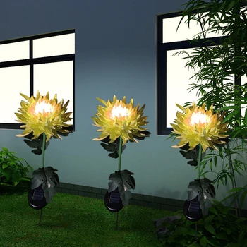 2gab LED Spot Gaismas Dārzs Ceļu Ainavas Apgaismojums LED Saules Gaismas Simulācijas Krizantēmu Zālienu, Staba Lukturi Dārza Dekorēšanai