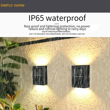 2gab Āra Saules Sienas Gaismas Sensors Augšu, uz Leju, IP65 Waterproof Dārza Saules Žogu Gaismas Dekoratīvie Terases Durvīm Pagalmā Gaismas