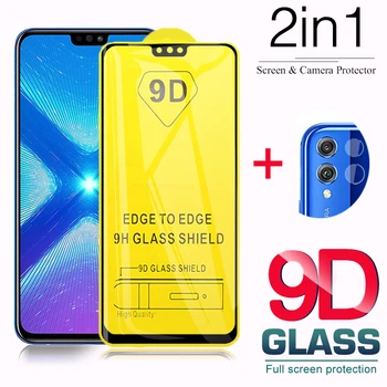 2in1 Pilnībā segtu aizsardzības stiklu huawei honor 8.c 8s 8x ekrāna aizsargs, lai xonor8 c hono 8 s 8 x Objektīvs rūdīts stikls