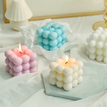 2Inch Burbulis Cube Svece Gudrs Sojas Vaska Aromterapijas Maza Sveces, aromatizētas relaksējošu Dzimšanas dienas Dāvanu 1GAB.