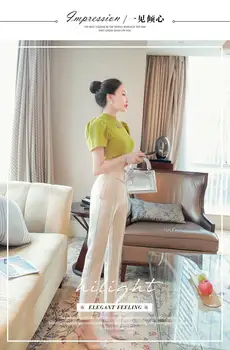 2pcs Set 2xl Biroja sexy Lady korejiešu stilā Sieviešu Vasaras Krekls+ bikses Cietā Topi Vintage bikses Komplekti, Elegants