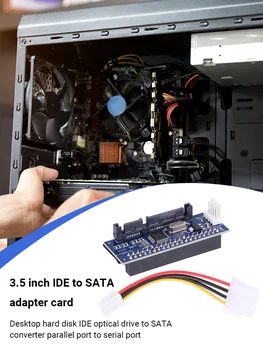 3.5 HDD IDE/PATA uz SATA Converter Kartes IDE 40-pin Cietā Diska Diskā, DVD Rakstītājs, lai SATA 7pin Datu Mātesplati Adapteri datoram