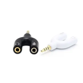 3.5 mm Sadalītāja Stereo Plug U-formas Stereo Audio Mikrofons & Austiņas Austiņu Sadalītājs Adapteri PS4 PC Klēpjdators Ausu Austiņas