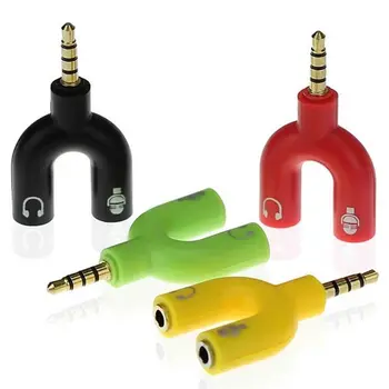 3,5 mm U-formas Austiņas Adapteri Double Jack Adapteri Plug Stereo Austiņu Sadalītājs Priekš PC/MP3 Viedtālrunis Atskaņotājs Audio Kabeļi