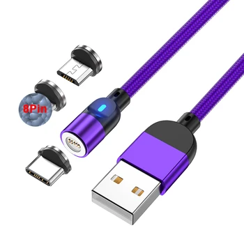 3.A Magnētisko USB Kabeli, Ātra Uzlāde USB Type-C Datu Kabeli Tālrunis Magnēts Lādētāju Ātri Uzlādēt 3.0 iPhone 11 Samsung Xiaomi