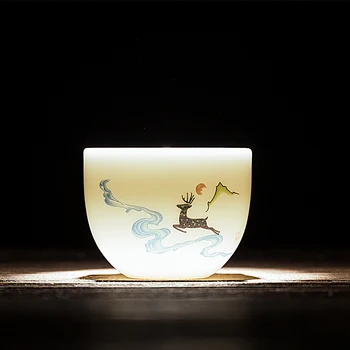 3 gab. Ķīniešu KungFu Teacup augstas kvalitātes Kaula porcelāna Tējas Komplekts Dēļ Tases Tējas ceremonija Nelielu Tējas tase Keramikas Dekori, Dāvanu Drinkware