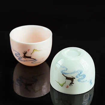 3 gab. Ķīniešu KungFu Teacup augstas kvalitātes Kaula porcelāna Tējas Komplekts Dēļ Tases Tējas ceremonija Nelielu Tējas tase Keramikas Dekori, Dāvanu Drinkware