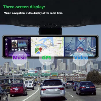 3 in 1 Automašīnas Atpakaļskata Spoguļa Kamera 4G Android GPS Navigācijas ADAS 1080P Dash Cam Auto Reģistrators WiFi Video Reģistratoru DVR