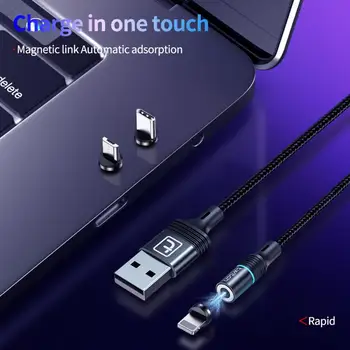 3 In 1 Magnētisko Lādētāju C Tipa Mikro Mobilā Tālruņa Putekļu Plug Kabeli USB Uzlādes Kabelis, Android, IOS Huawei Xiaomi Iphone