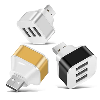 3 in 1 USB2.0 HUB Ātri Uzlādēt 3 Portu USB Sadalītājs Mobilo Telefonu, Planšetdatoru Tastatūru, Peles, Lādētāji, Sienas Adapteri ar LED Indikatoru
