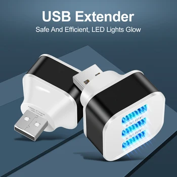 3 in 1 USB2.0 HUB Ātri Uzlādēt 3 Portu USB Sadalītājs Mobilo Telefonu, Planšetdatoru Tastatūru, Peles, Lādētāji, Sienas Adapteri ar LED Indikatoru