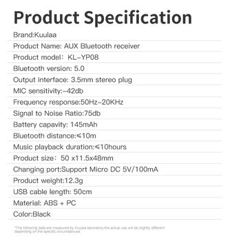 3 In1 Bluetooth Uztvērējs 5.0 3.5 mm AUX Ligzda Audio, Bezvadu Adapteri, Lai Auto PC Austiņas ar Mic 3.5 Bluetooth 5.0 Receptoru