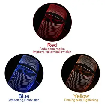 3 Krāsas LED Gaismas Terapija Sejas Maska Anti Pinnes Anti Ierīces SPA Ārstēšanu Skaistums Sejas Ādas Kopšanas Instrumentu, Darbarīku S3Y0