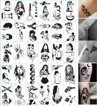30PCS Black Waterproof Tetovējumu Uzlīmes, Vīriešu, Sieviešu Rokas Body Art Puse Flash Uzlīmēm, Ūdens Nodošanu Pagaidu Tattos Tatoos
