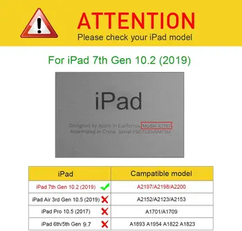 360 Grādu Rotējoša Lietā par iPad 10.2 2019 Stāvēt seguma iPad 7. Paaudzes A2197/ A2198/ A2200 Auto Sleep/Wake