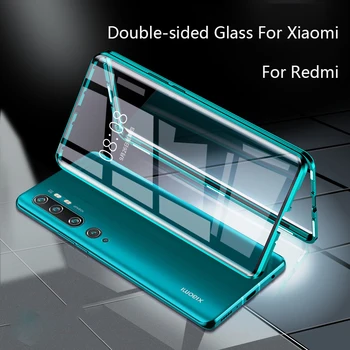 360 Magnētisko Adsorbcijas Metāla Gadījumā Xiaomi Redmi Piezīme 10 9 8 7 K20 Pro 8T 9.A 8.A Mi, Ņemiet vērā, 10 Lite Poco X3NFC F2 Pro Stikla Vāks