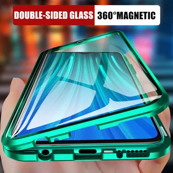 360 Magnētisko Adsorbcijas Metāla Gadījumā Xiaomi Redmi Piezīme 9 8 7 K20 Pro 8T 9.A 8.A Mi, Ņemiet vērā, 10 Lite Poco X3NFC F1, F2 Pro Stikla Vāks