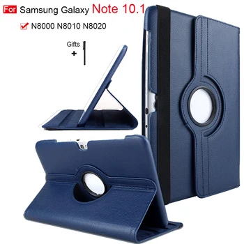 360 Rotējoša Turētājs Flip Stends Ādas Gadījumā Samsung Galaxy Note 10.1 2012. gada GT-N8000 N8000 N8010 N8020 Tablete Gadījumā+Pildspalva