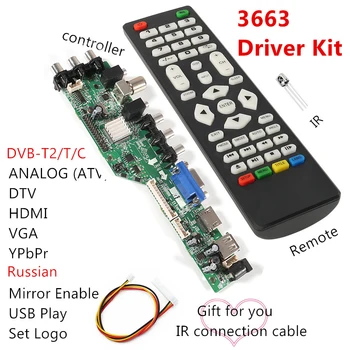3663 Jauno Ciparu Signālu DVB-C, DVB-T2, DVB-T Universal LCD TV Kontrolieris Vadītāja Valdes UZLABOT 3463A krievijas USB spēlēt LUA63A82