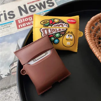 3D Cute M Šokolādes Pupiņu Pārtikas Gadījumā Airpods 1/2 Mīksta Silikona Austiņas Austiņas Vāks Apple Airpods pro Gadījumā