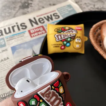 3D Cute M Šokolādes Pupiņu Pārtikas Gadījumā Airpods 1/2 Mīksta Silikona Austiņas Austiņas Vāks Apple Airpods pro Gadījumā