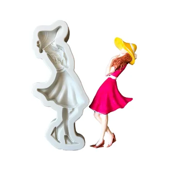 3D DIY Modes Sieviete Skaista Meitene Silikona Kūka Pelējuma Pomādes Kūka Pelējuma Šokolādes Cepšanas Rīku, Virtuves Piederumi