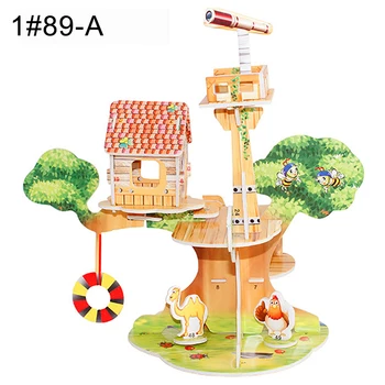 3D DIY Puzzle Pils Montāža Modeli Multiplikācijas filmu Mājā, Grāmatu, Rotaļlietu, Mazulis, Agri Mācību Celtniecības Modelis Dāvanu Bērnu Namā Puzzle