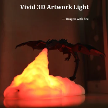3D Druka LED Nakts Gaisma Pūķis Dizaina Mākslas Mazulis Dāvanu Mājas Istabā Darbvirsmas Dekoru nnovative Elpošanas Lampas Labākās Dāvanas Bērniem