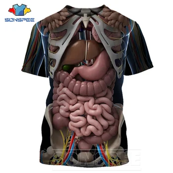 3D Drukas Cosplay Vīriešu Skeleta, Iekšējo Orgānu Tshirt Harajuku Cilvēka Ķermeņa T-krekls Vīriešu un Sieviešu Modes T krekls Vasaras Īsām Piedurknēm