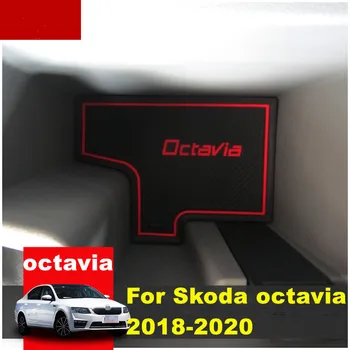 3D Gumijas Paklājiņš Par Skoda Octavia 2018-2020 Lnterior Anti Slip Mat Durvju Spraugas Pad Kausa Spilvenu Groove Pad Auto Piederumi