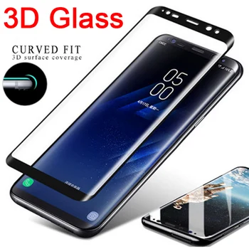 3D Izliektas Rūdīts Stikls par Samsung 9. Piezīmi Aizsardzības Stiklu S8 S9 Plus Screen Protector For galaxy S6 S7 Malas 8