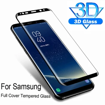 3D Izliektas Rūdīts Stikls par Samsung 9. Piezīmi Aizsardzības Stiklu S8 S9 Plus Screen Protector For galaxy S6 S7 Malas 8