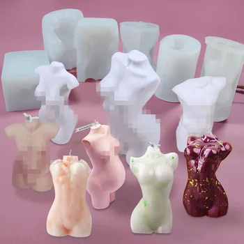 3D Kaila Cilvēka Ķermeņa Silikona Epoksīda Sveķu Pelējuma Vīrieši Sievietes Ķermeņa Formu DIY Svece Pelējuma Skulptūru Smaržu Aromāts Pieņemšanas Pelējuma