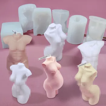 3D Kaila Cilvēka Ķermeņa Silikona Epoksīda Sveķu Pelējuma Vīrieši Sievietes Ķermeņa Formu DIY Svece Pelējuma Skulptūru Smaržu Aromāts Pieņemšanas Pelējuma