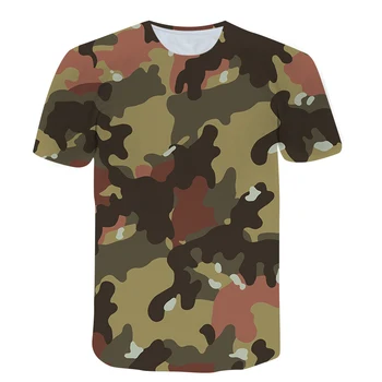 3D Maskēties Drukāt Vīriešu T-krekls Vasaras O-veida kakla Īss Piedurknēm Krekls Skolā, Militārās Mācības Top XXS-6XL Lielgabarīta Apģērbu