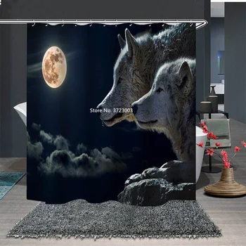 3D Multiplikācijas filmu Dzīvnieku Vilks Drukāt Dušas Aizkars Ūdensizturīgs un Pelējuma Pierādījumu, Dušas, Vannas istabu Apdares Multi-izmērs Dušas Aizkars