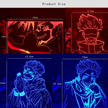3D Nakts Gaisma Anime Lampas Jujutsu Kaisen Gojo Pie Skaitli Kids Guļamistaba Dekors Nightlight Manga Atdzist Dāvanu Bērnu Galda Lampas