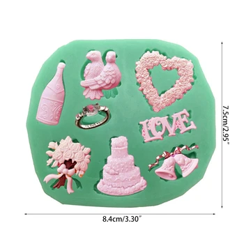3D Sirds Rozes Formas Riņķa Sīkfailus, Karamele Šokolādes Pelējuma Kāzu Valentīna Dienā Reljefs Mīlestības Vainagu Sveces, Ziepes, Pelējuma