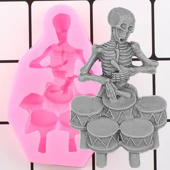 3D Skeleta Galvaskausu, Silikona Veidnes Halloween Puse Pomādes Kūka Dekorēšanas Instrumenti DIY Polimēra Māla Konfektes, Šokolādes Gumpaste Veidnes