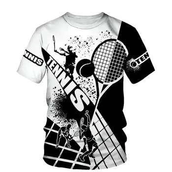 3D Tenisa Raketes Drukāt T-krekls Vīriešiem Ir 2021. Vasaras O Apkakli, Īsām Piedurknēm t-veida Topi Modes Sporta Stila Vīriešu Apģērbu Gadījuma T-krekli