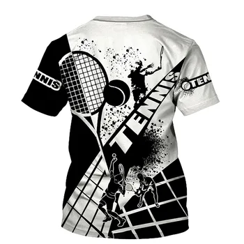 3D Tenisa Raketes Drukāt T-krekls Vīriešiem Ir 2021. Vasaras O Apkakli, Īsām Piedurknēm t-veida Topi Modes Sporta Stila Vīriešu Apģērbu Gadījuma T-krekli
