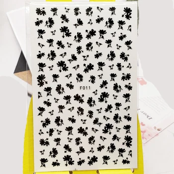 3D Uzlīmes Nagiem Melns skaistu ziedu Dizainu Nail Art Rotājumi, Folija Uzlīmes Wraps Manikīra Piederumi Decoraciones