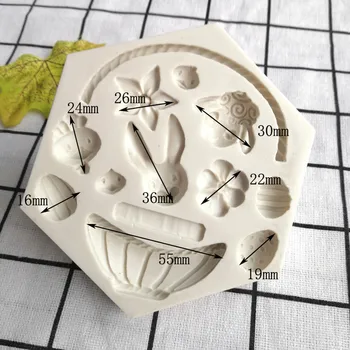 3D Ziedi Grozā Trušu Silikona Veidnes Kūka Pomādes Apdare Lieldienu Rotājumi Bunny Olu Pelējuma Šokolādes Pelējuma Cepšanas Rīku